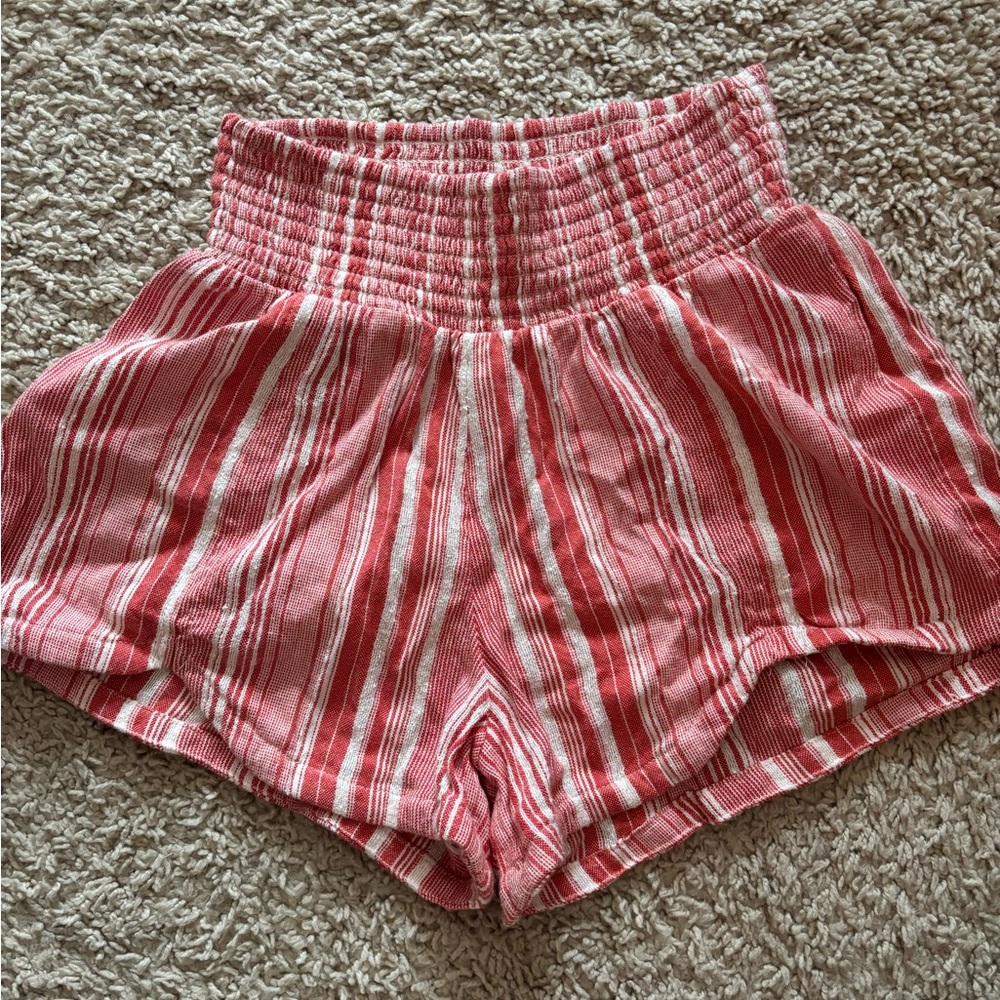 Red and white stripped billabong shorts